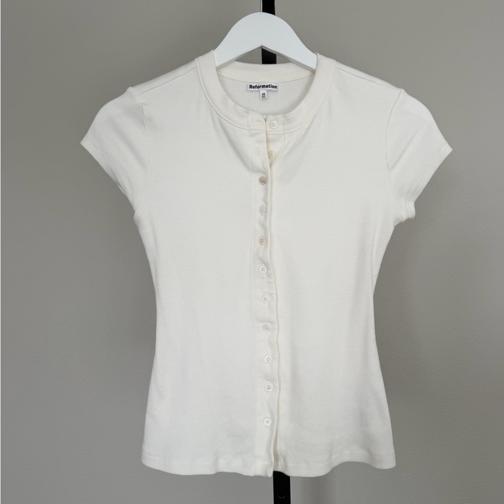 Reformation Cream Button-Down Shirt